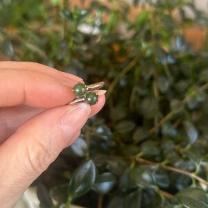 Vintage Native American Made Sterling Silver and Jade Toi Et Moi Ring